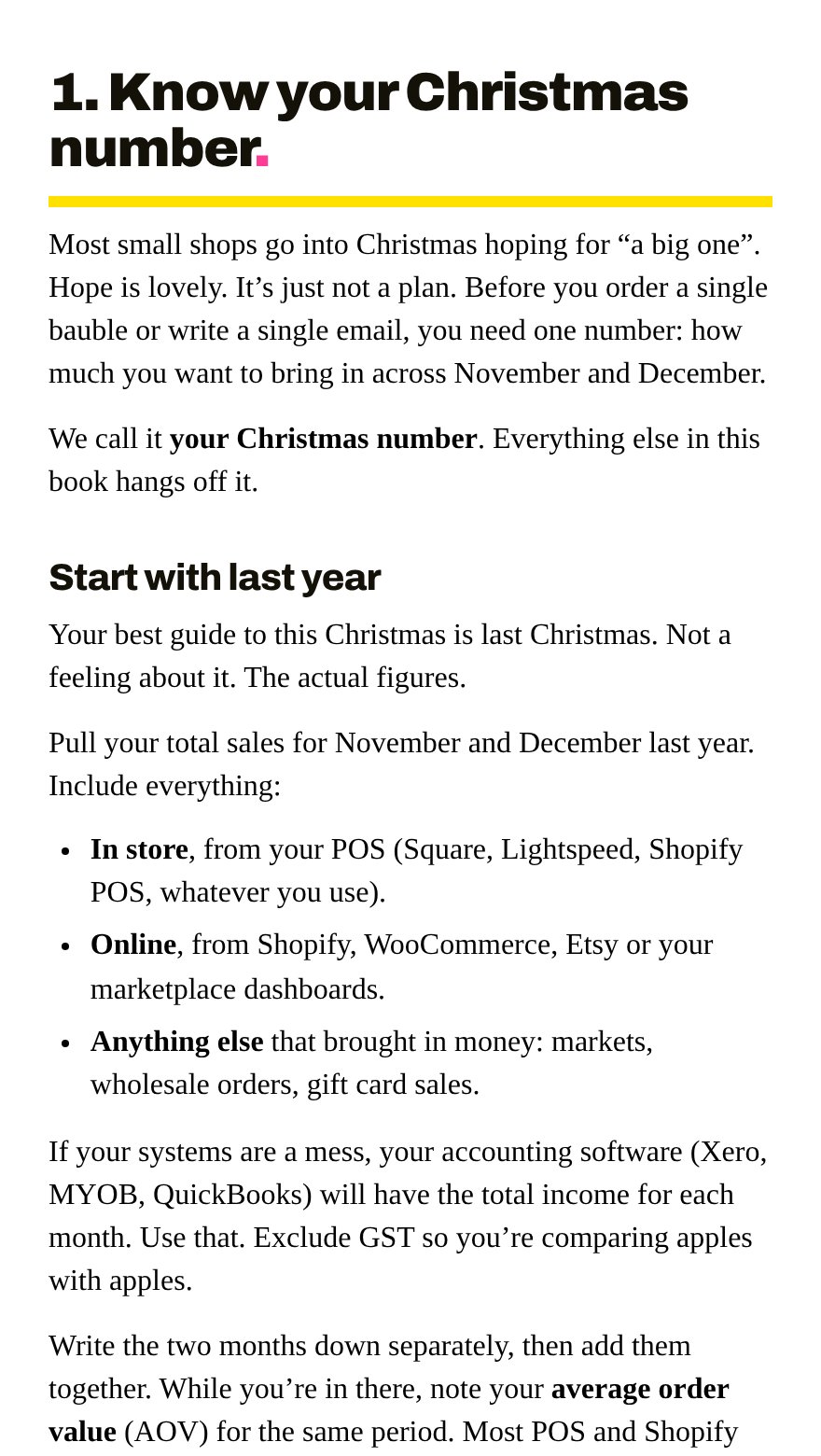 Opening page of Chapter 1, Know your Christmas number, on a Kindle screen
